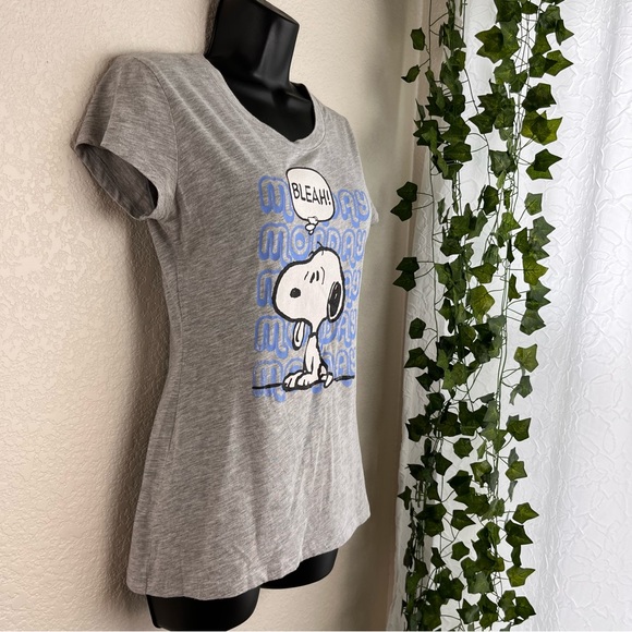 Grey Peanuts Snoopy "Bleah" Mondays T-Shirt - Picture 5 of 9